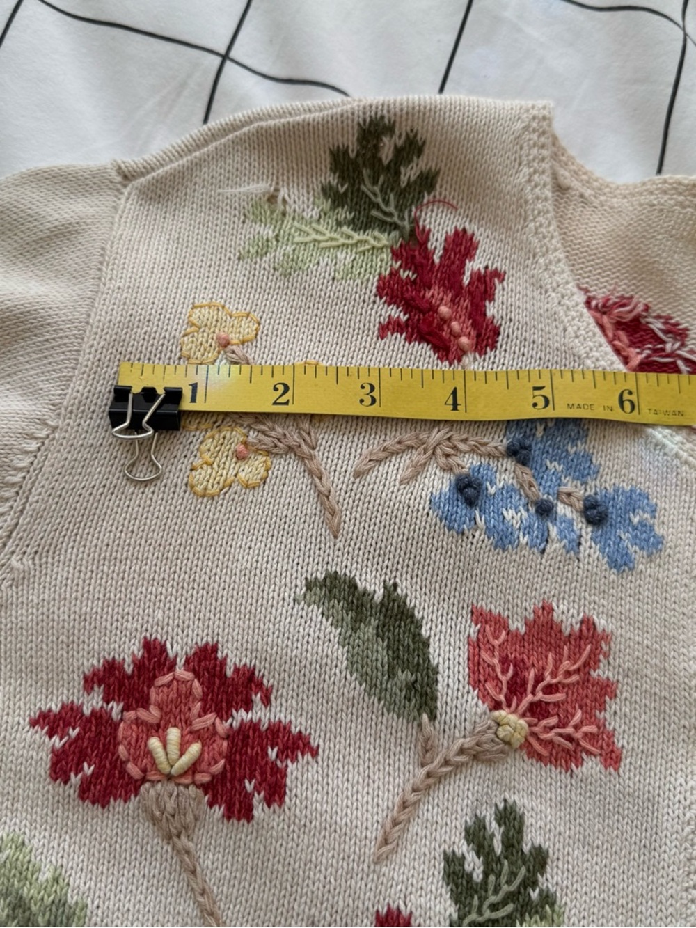 VTG 80s 90s Cottagecore Coquette Floral Embroidered Cardigan size M - Picture 14 of 16